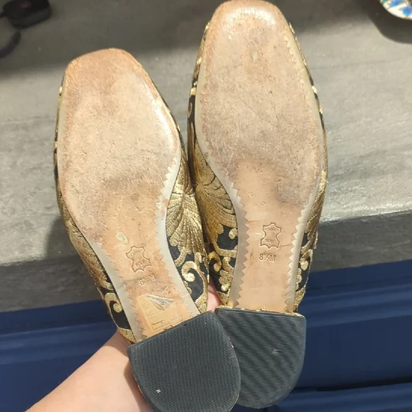 Tory Burch Women's Black and Gold Embroidered mule loafers - Picture 8 of 10